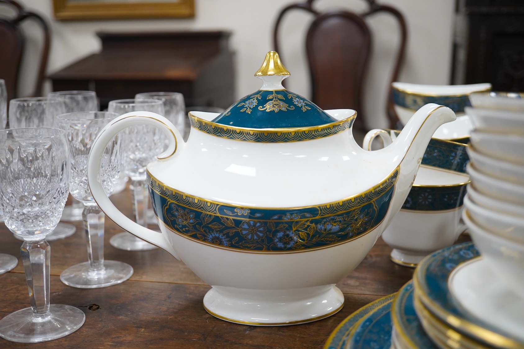 A Royal Doulton Carlyle pattern part dinner and tea service. Condition - appears good